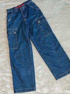 Vintage Y2K Revolt Cargo Jeans High Rise Skater Streetwear Grunge